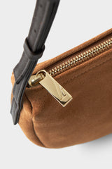 Mini Saddle Shoulder Bag in Suede Tan