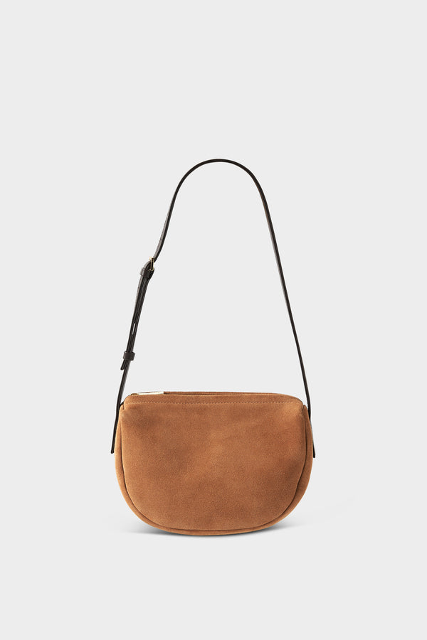 Mini Saddle Shoulder Bag in Suede Tan