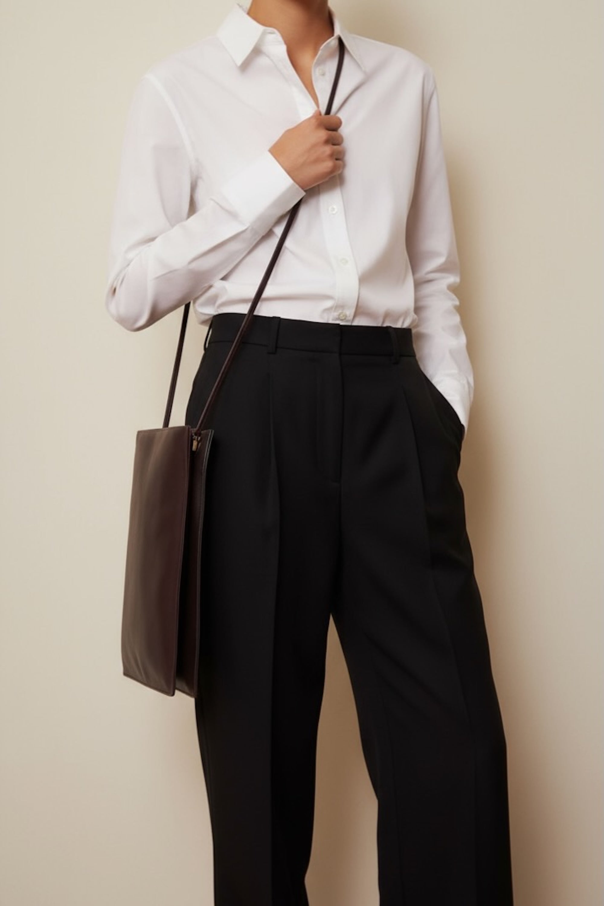 Large Flat Bag in Dark Brown and Burgundy