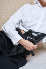 Mini Cloud Clutch in Metallic Black