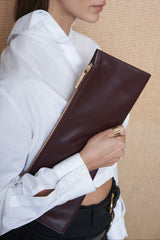 Slimline Clutch Pouch in Smooth Burgundy