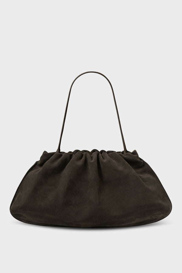 Suede Cloud Bag in Dark Brown