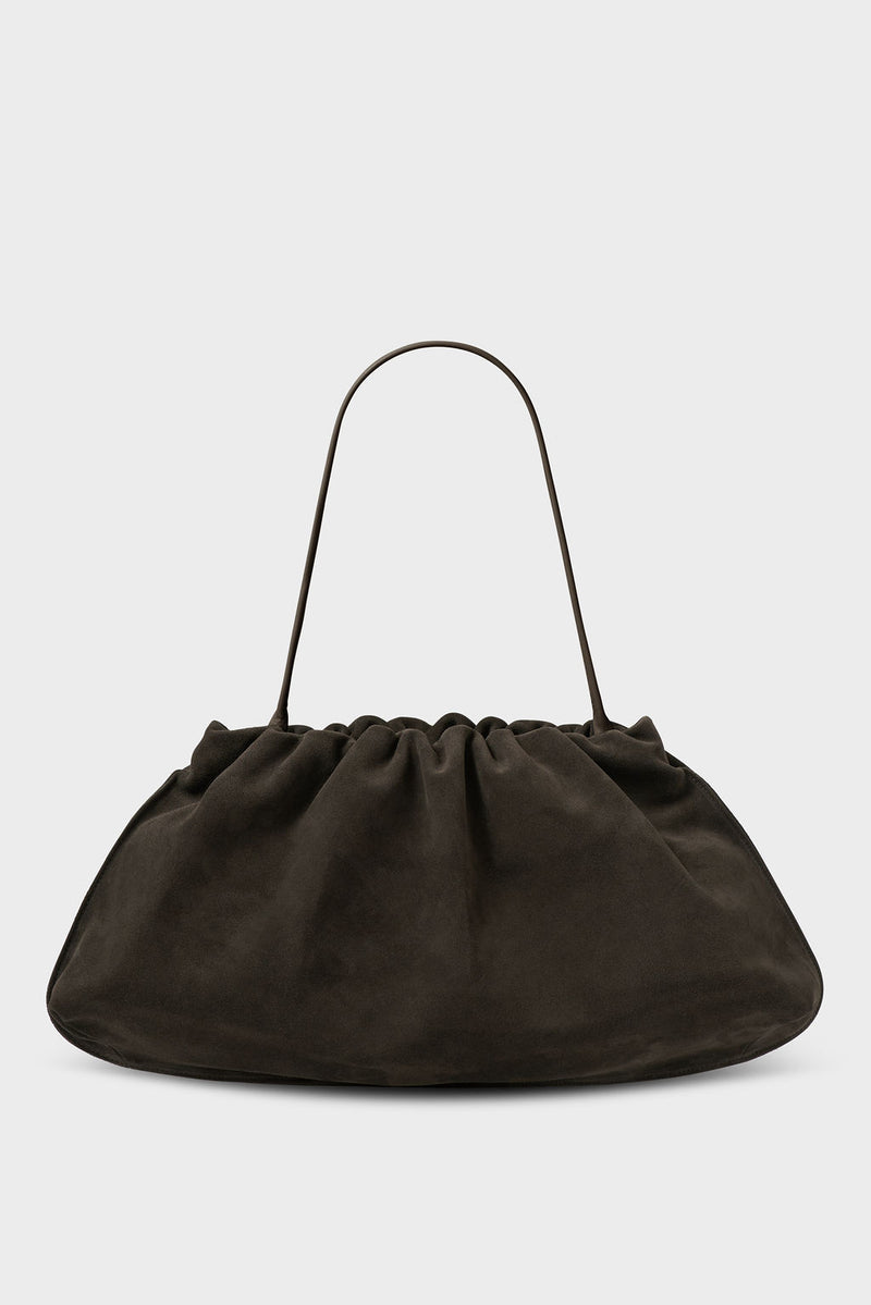 Suede Cloud Bag in Dark Brown