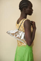 Mini Cloud Clutch in Metallic Silver