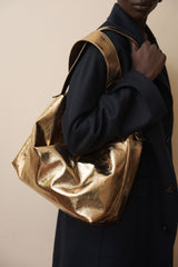 Big Day Shoulder Bag in Metallic Gold