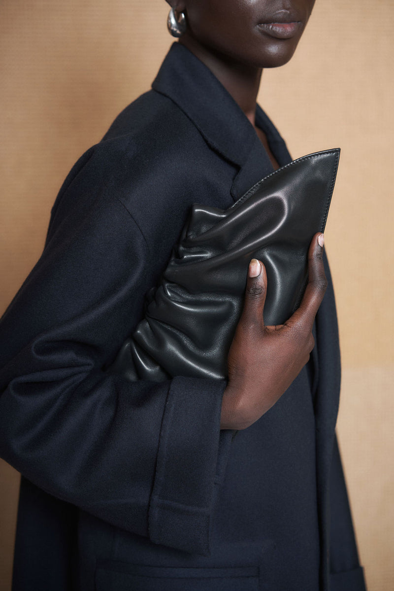 Mini Cloud Clutch Bag in Smooth Black