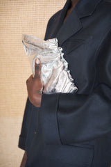 Mini Cloud Clutch Bag in Metallic Silver
