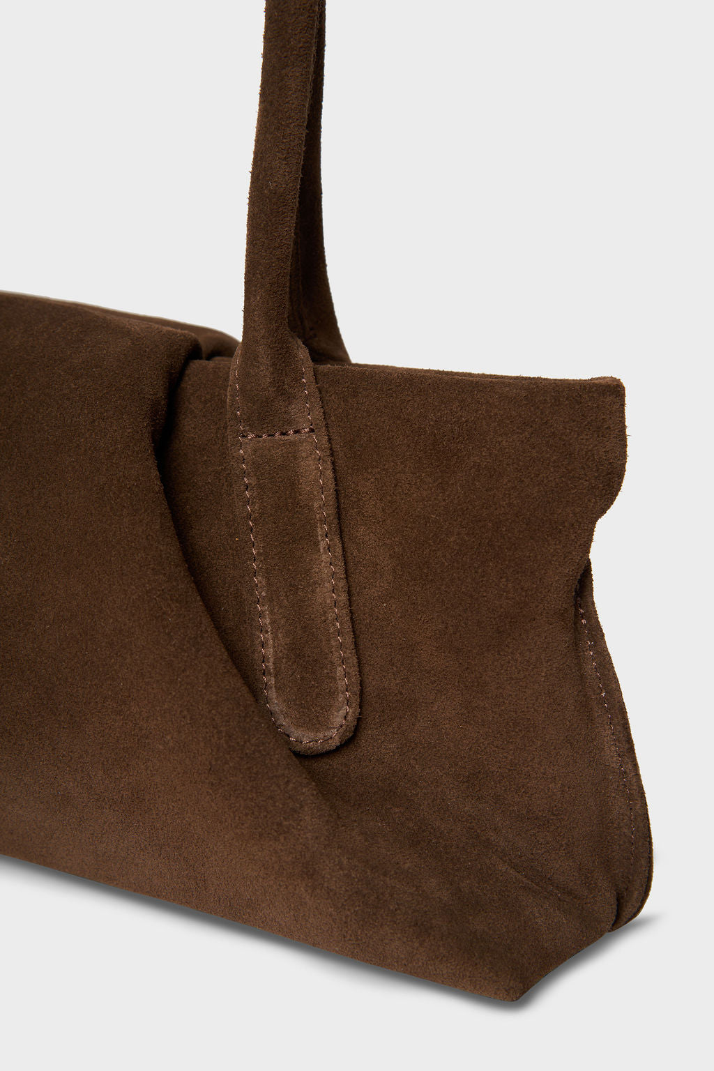 Fold Shoulder Bag in Suede Chestnut