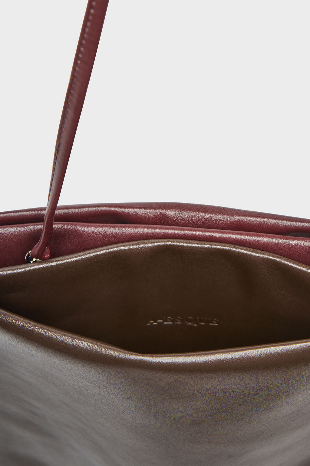 Large Flat Bag in Dark Brown and Burgundy