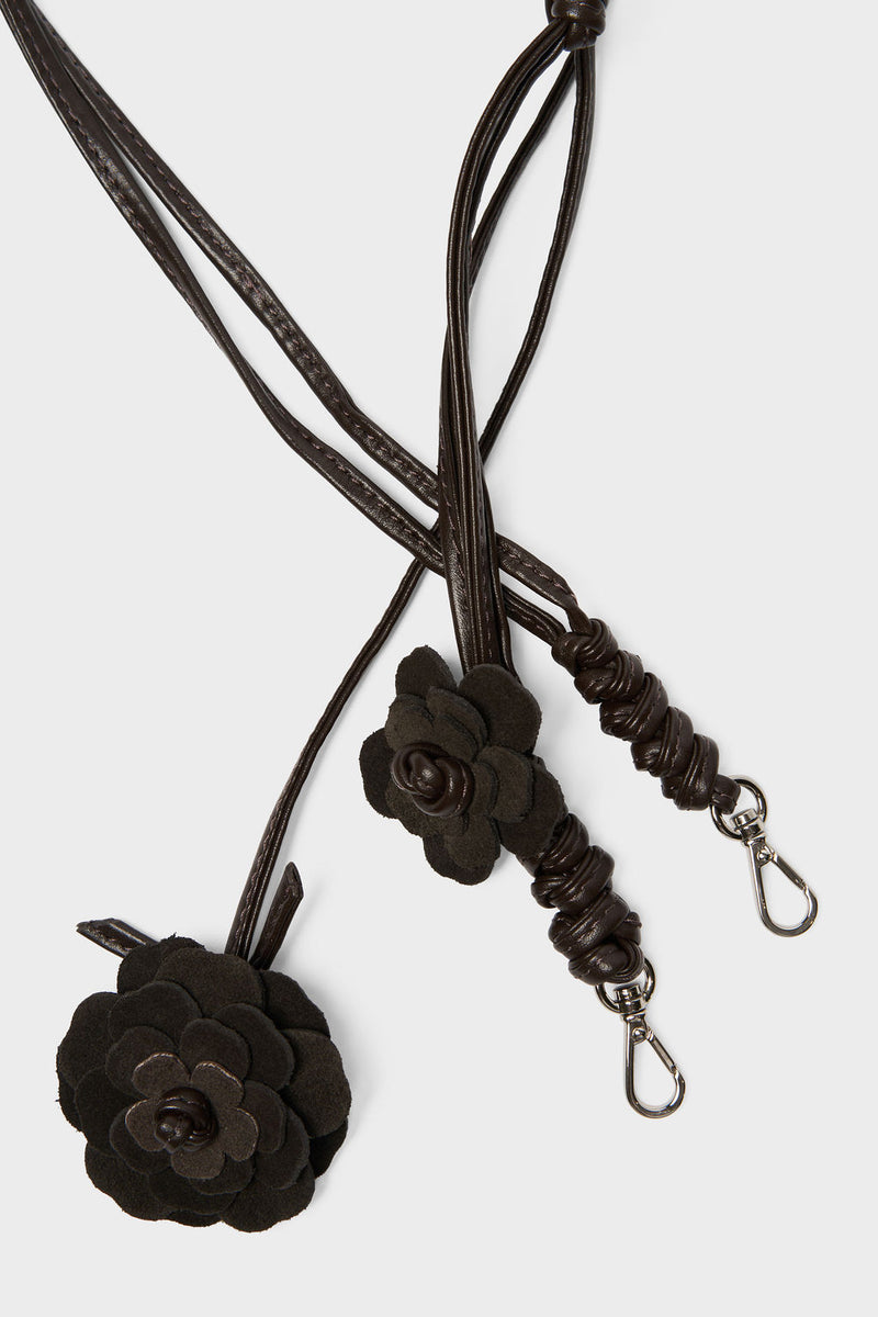Floral Braided Strap in Dark Brown