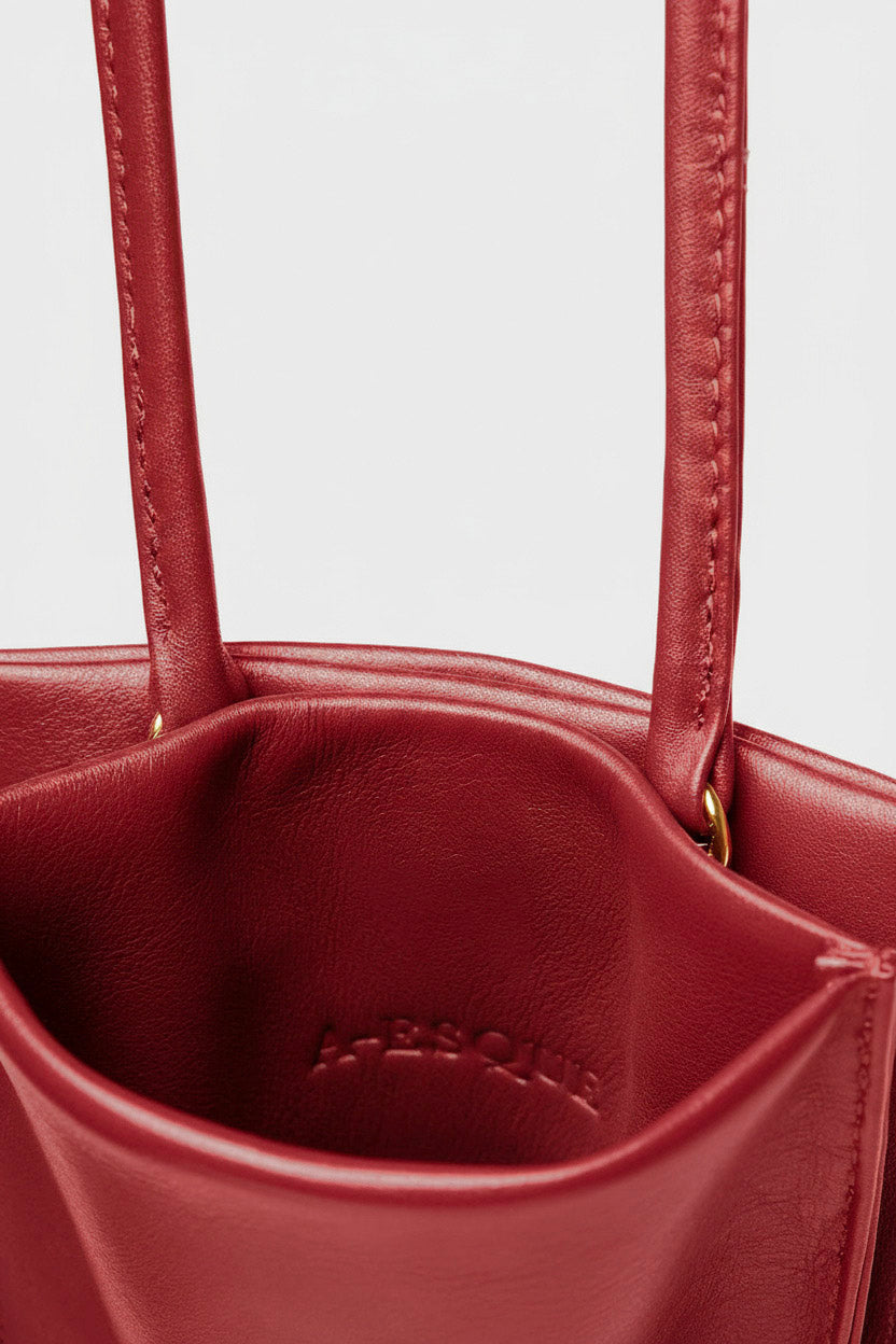 Tall Slim Double Pocket Bag in Smooth Red