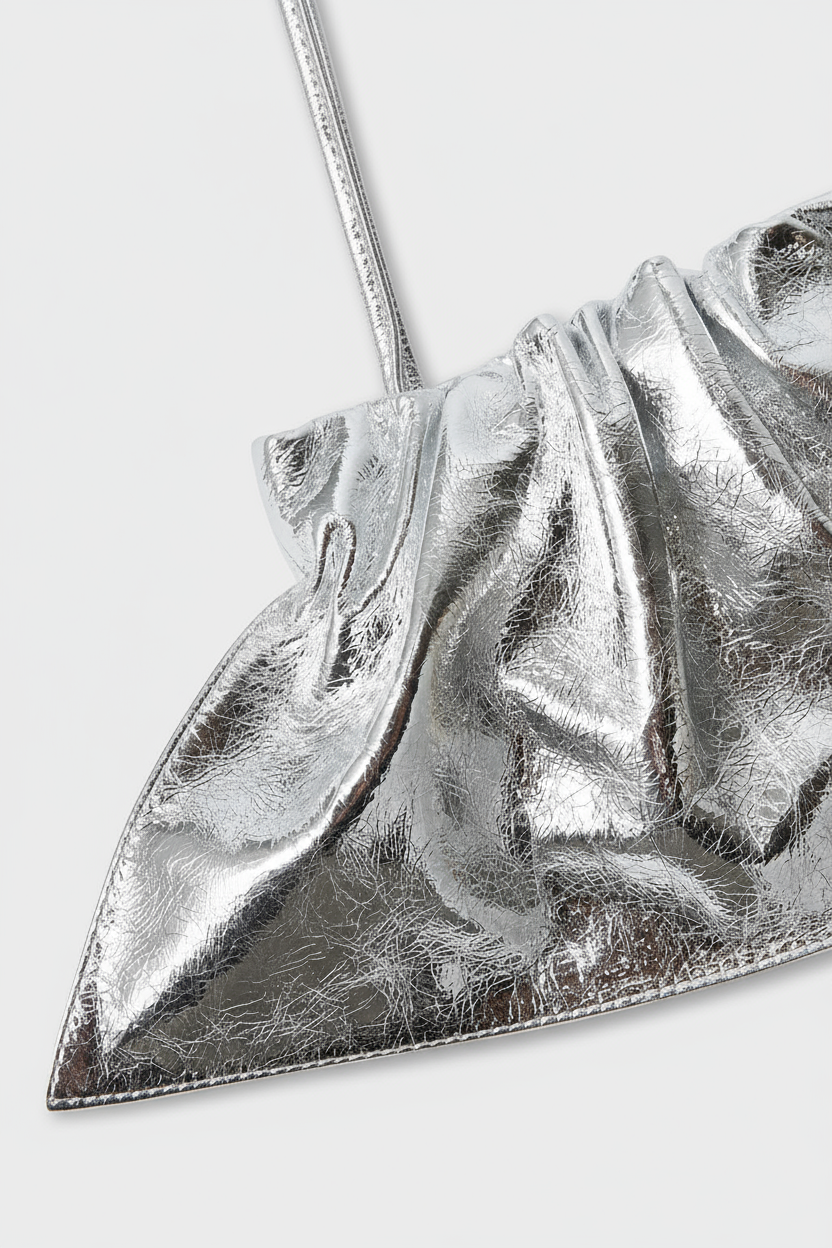 Mini Cloud Clutch in Metallic Silver