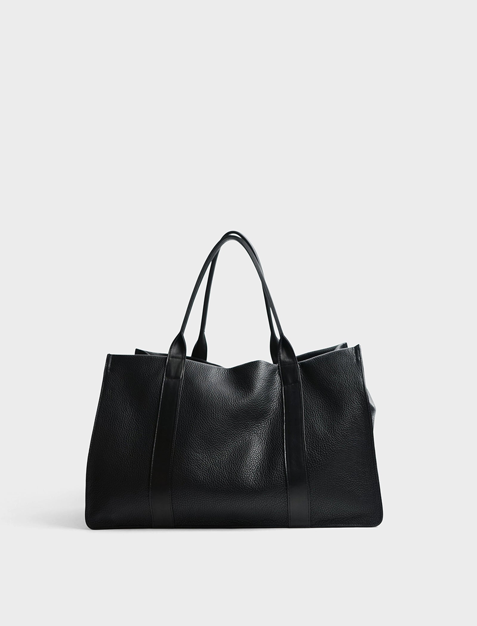 Grocer Tote Deluxe - Black Grain Shoulder Bag | A-ESQUE