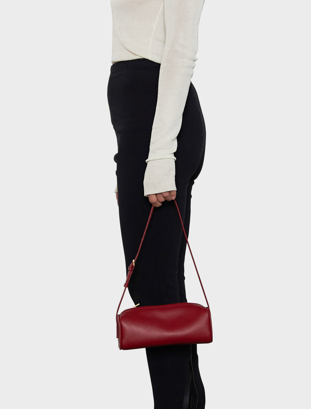 Small Barrel Shoulder Bag Grain Red