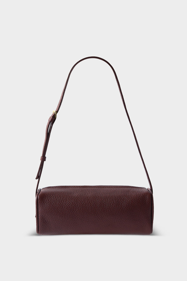 Small Barrel Shoulder Bag in Grain Burgundy