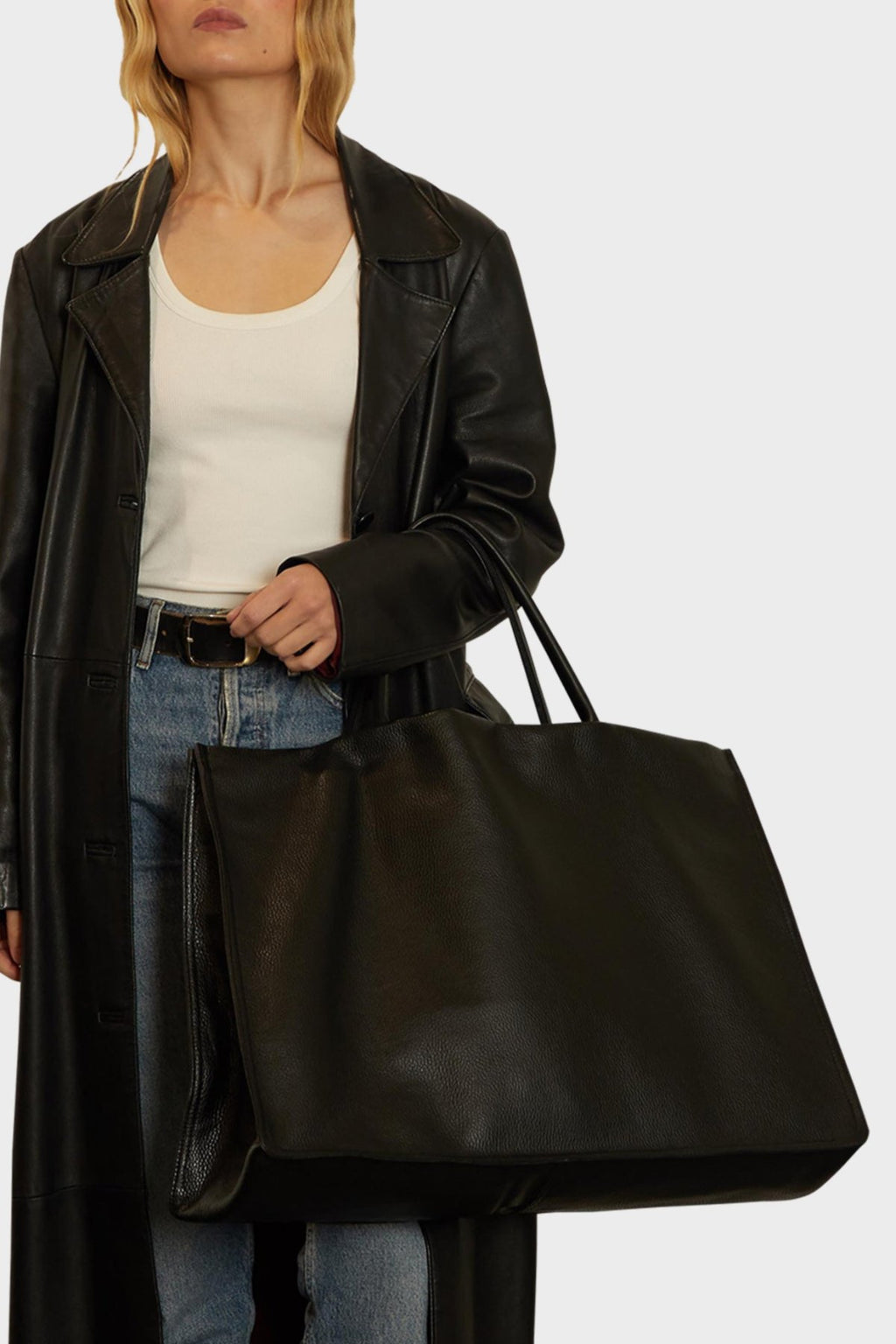 Jumbo Suite Tote Bag in Grain Black