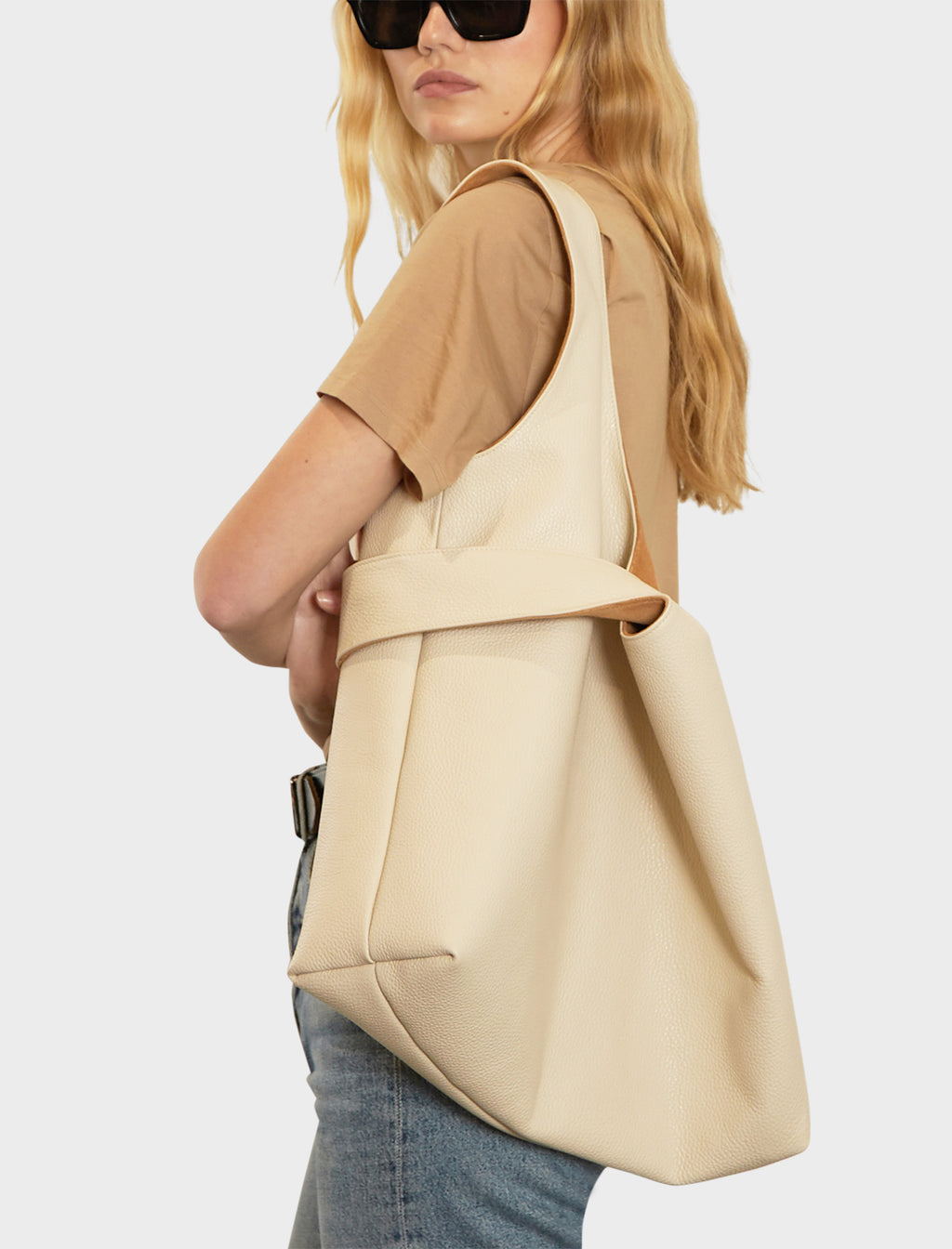 Reversible Sack Tote Bag in Grain White Wash