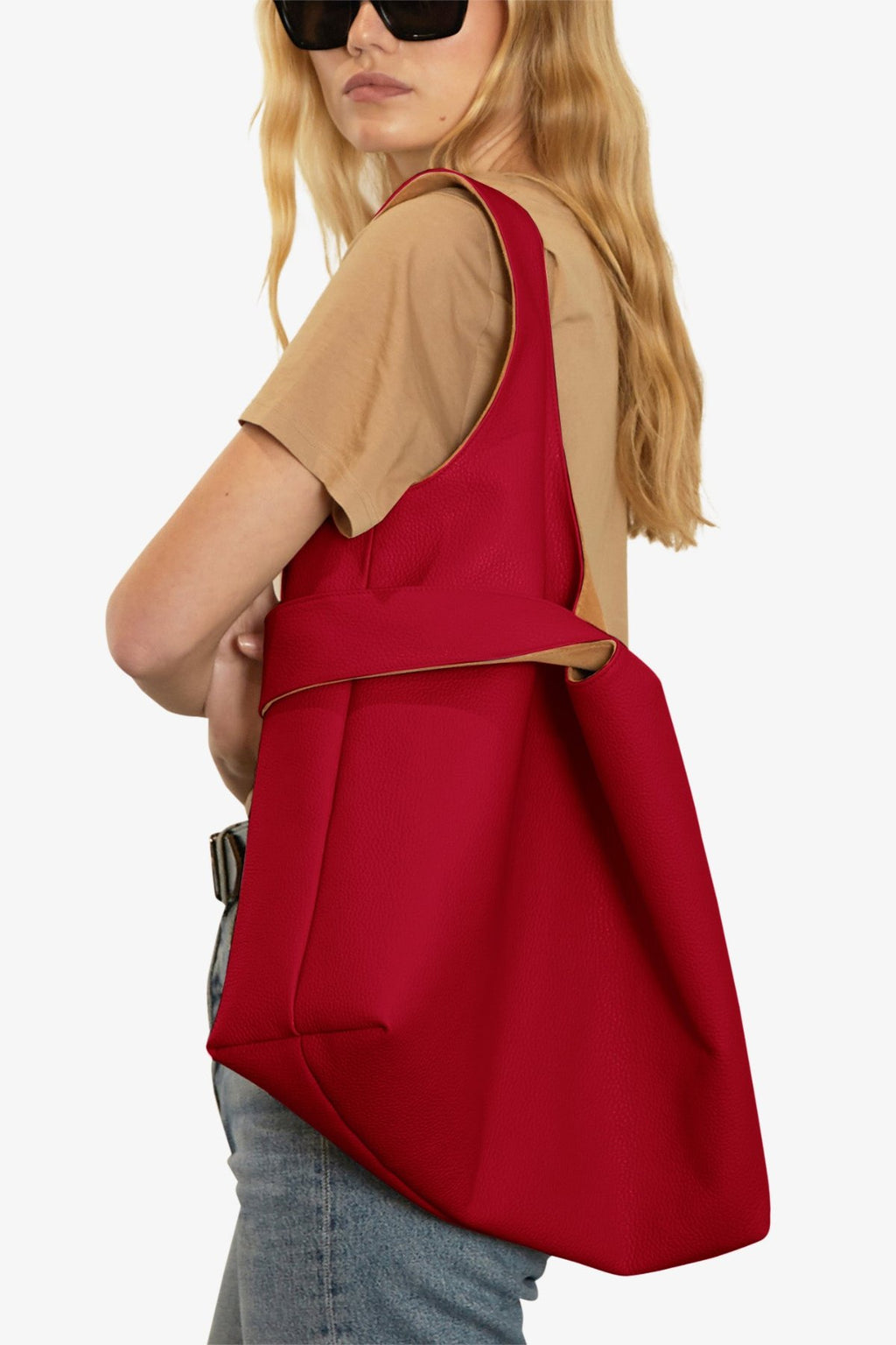 Reversible Sack Tote Bag in Grain Red