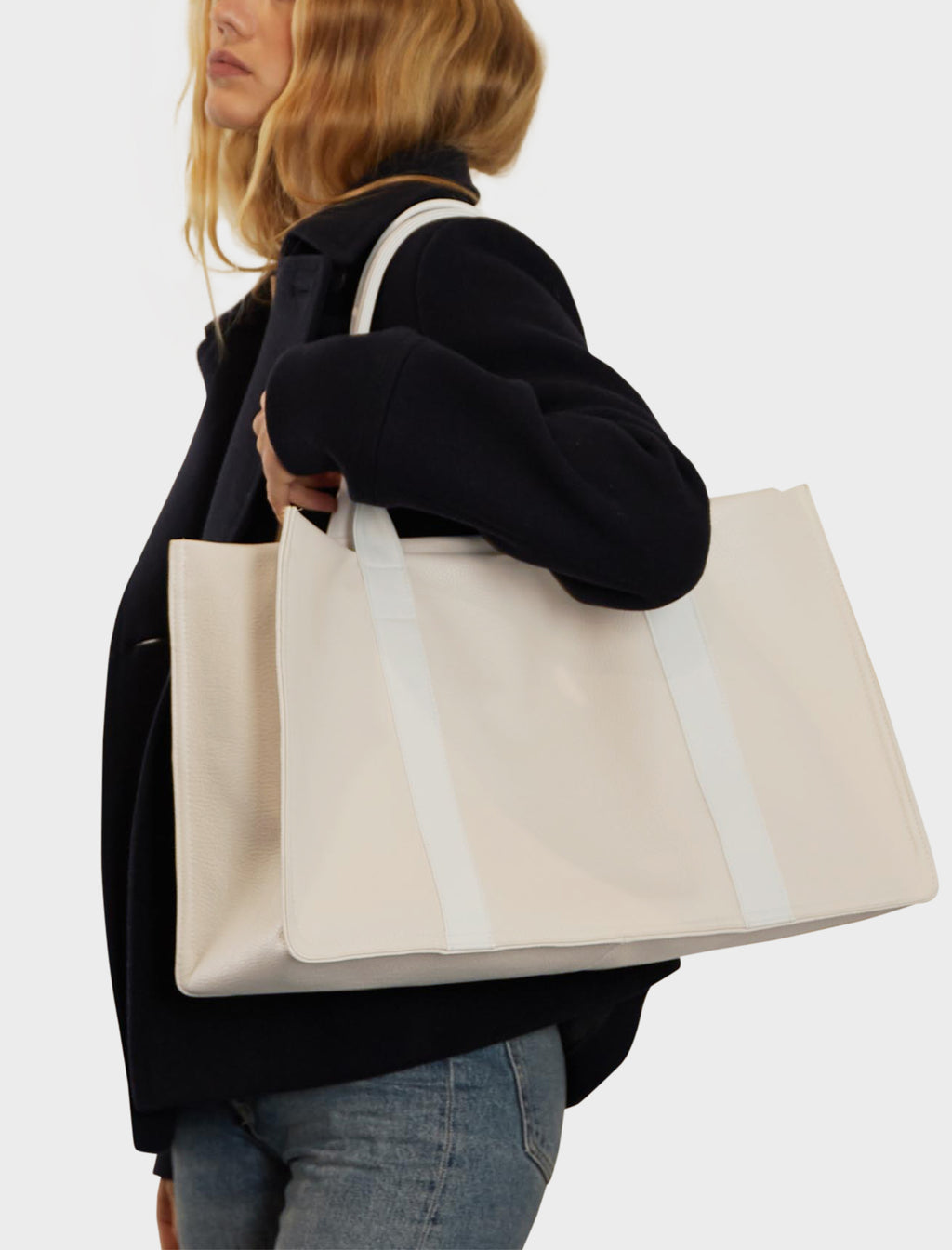 Grocer Deluxe Tote Bag in White Wash