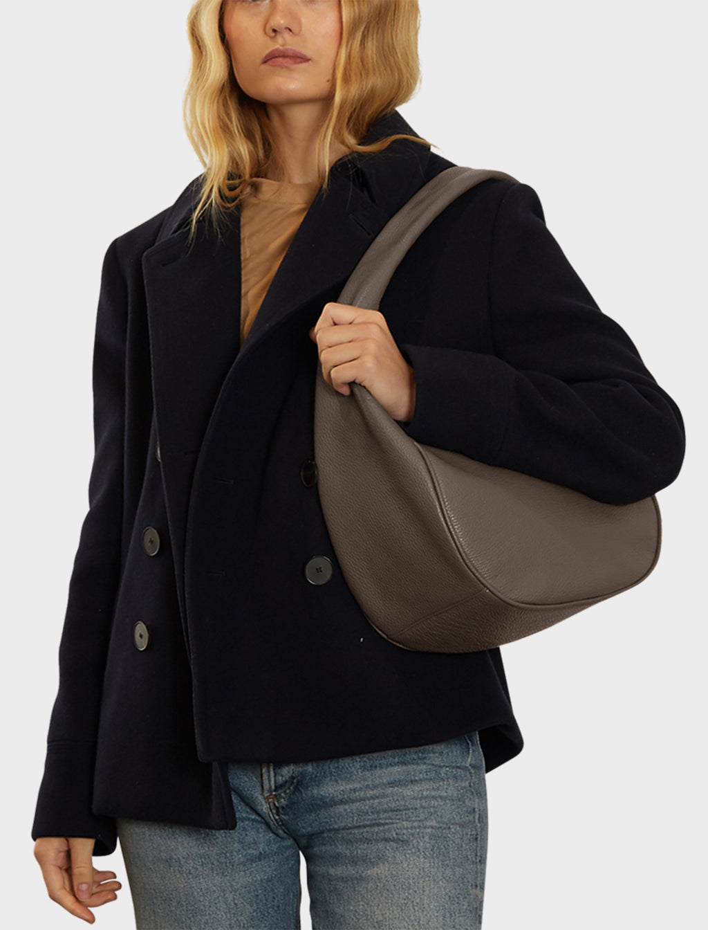 Midi Halo Shoulder Bag in Grain Grey Elephant