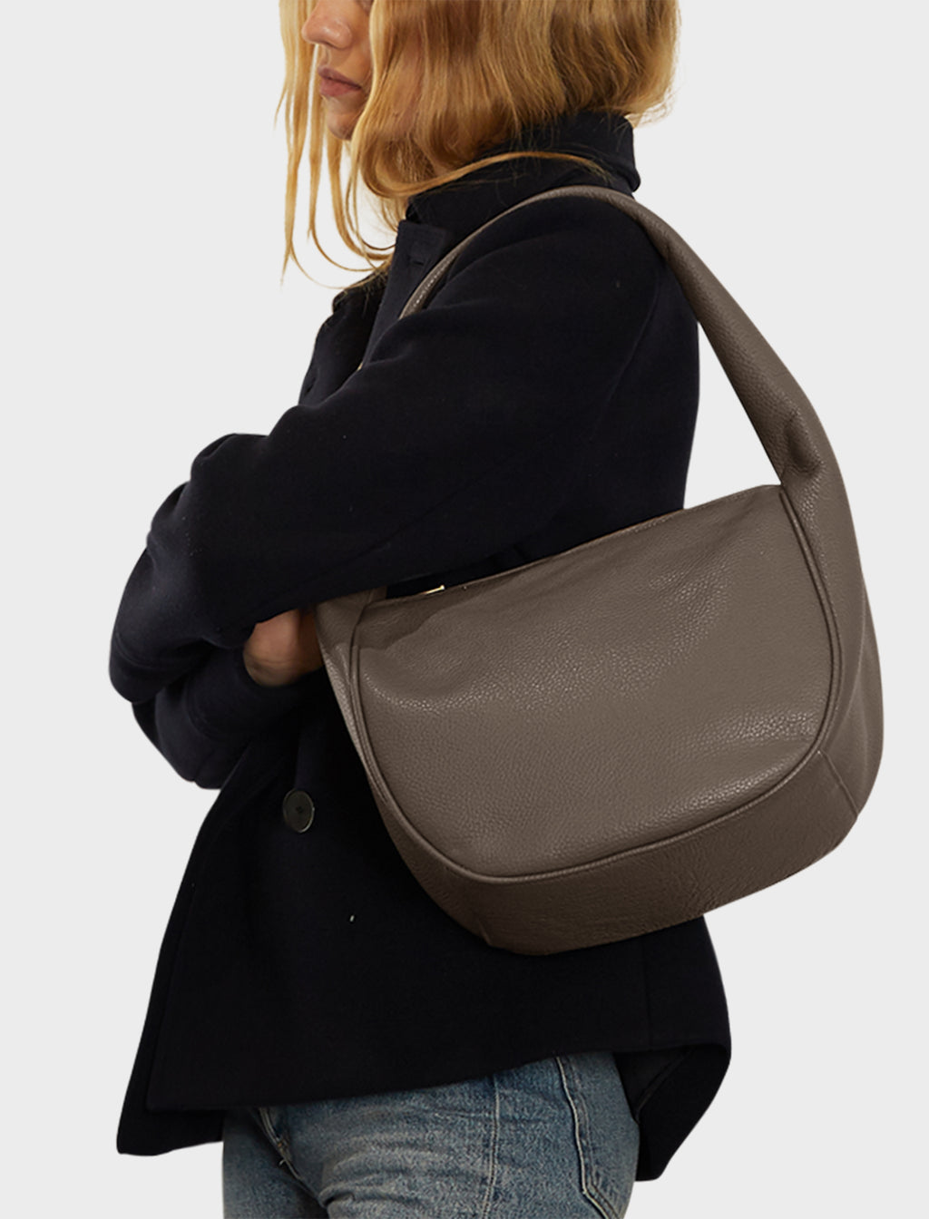 Midi Halo Shoulder Bag in Grain Grey Elephant