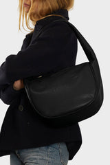 Midi Halo Shoulder Bag in Grain Black