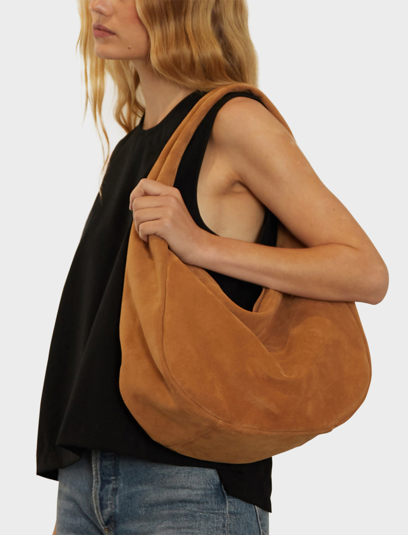 Halo Day Shoulder Bag in Suede Tan