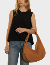 Halo Day Shoulder Bag in Suede Tan