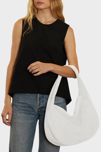 Halo Day Shoulder Bag in Suede White