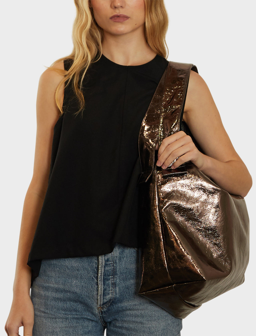 Big Day Shoulder Bag in Metallic Brown