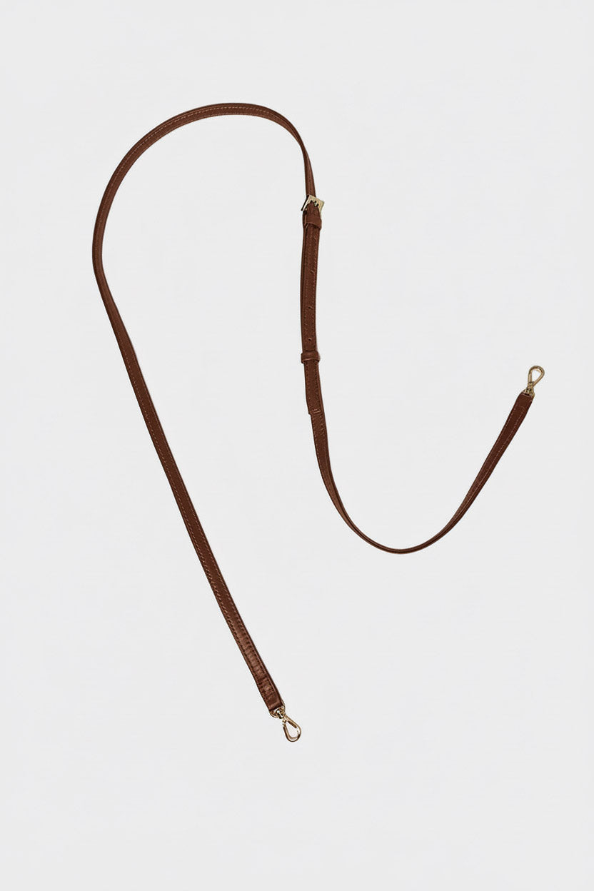 Adjustable Fine Long Strap Smooth Chestnut