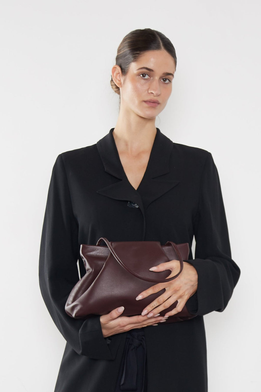 Fold Clutch in Smooth Burgundy