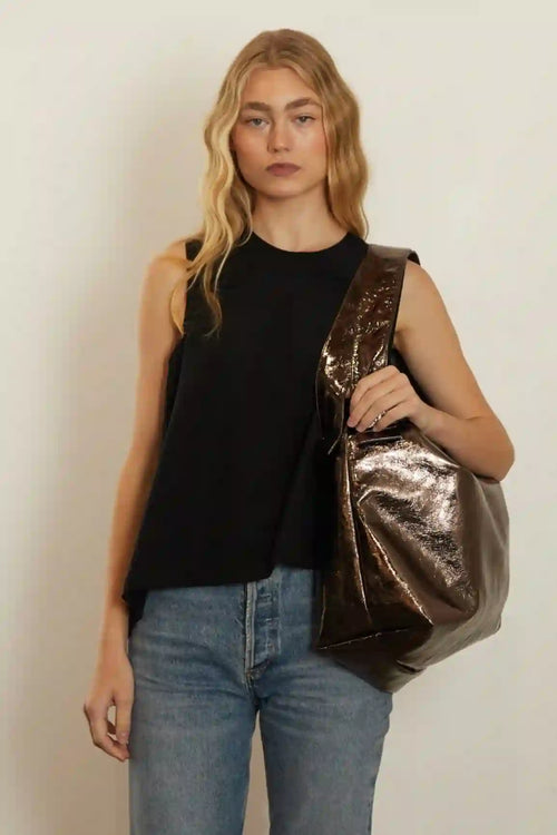 Big Day Shoulder Bag in Metallic Brown