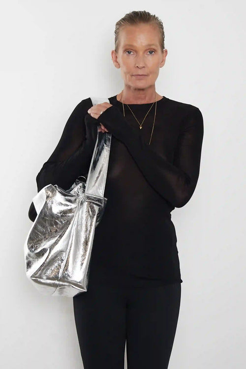 Big Day Shoulder Bag in Metallic Silver