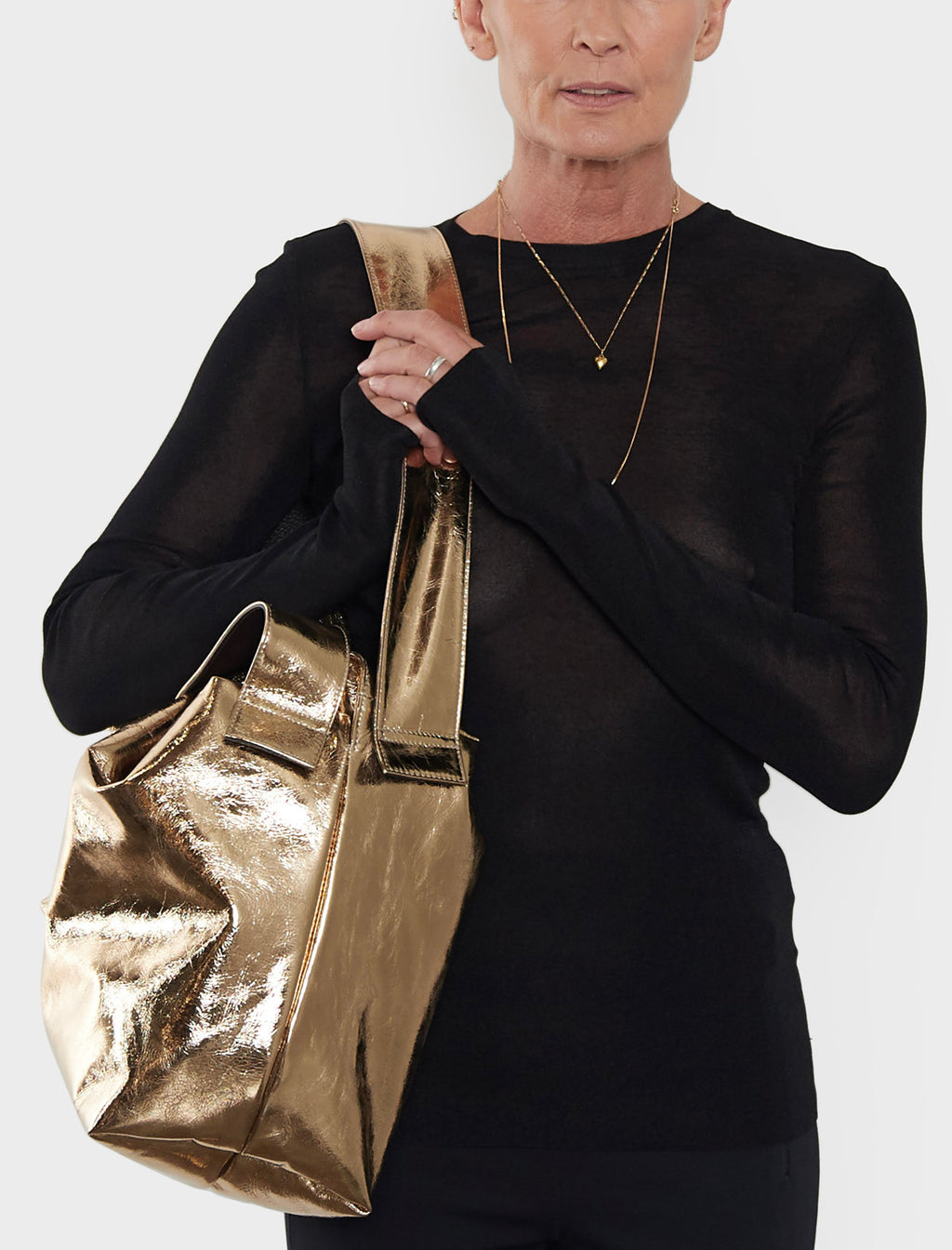 Big Day Shoulder Bag in Metallic Gold