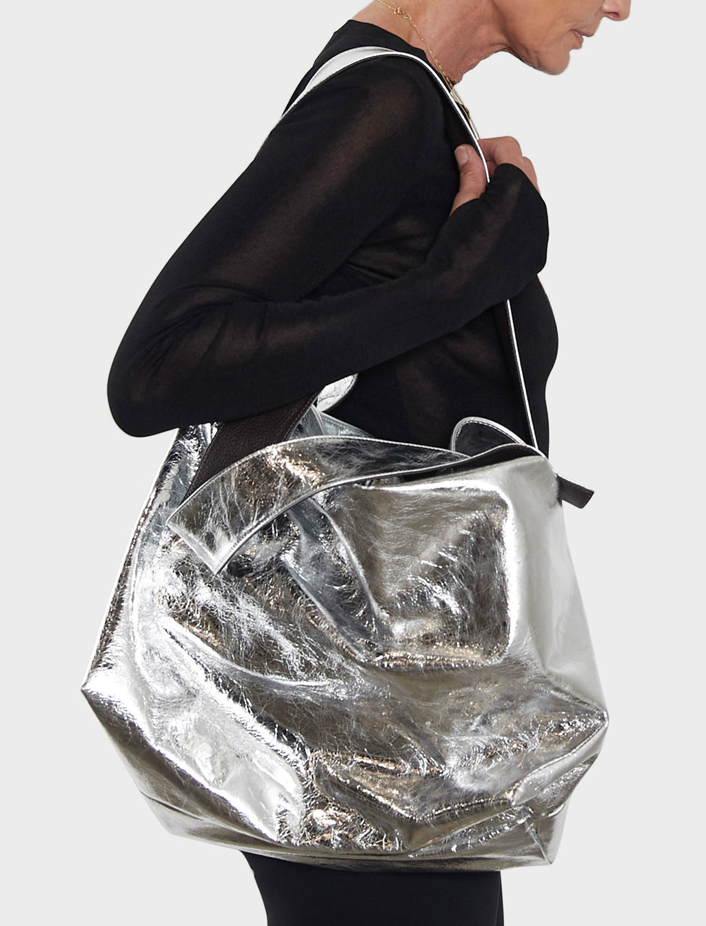 Big Day Shoulder Bag in Metallic Silver