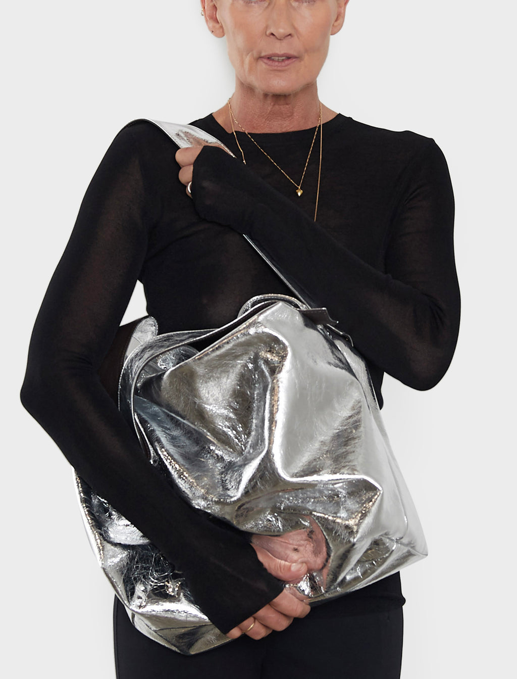 Big Day Shoulder Bag in Metallic Silver