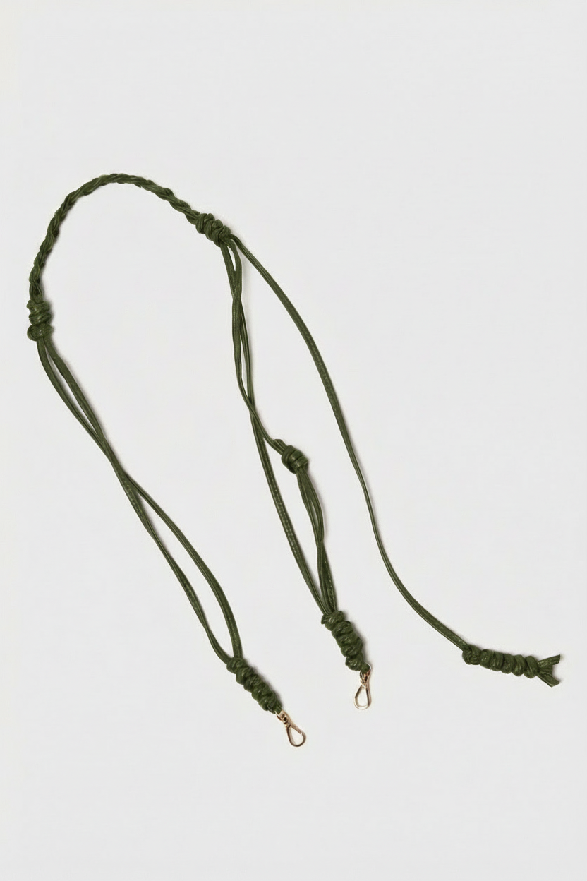 Braided Strap in Smooth Khaki