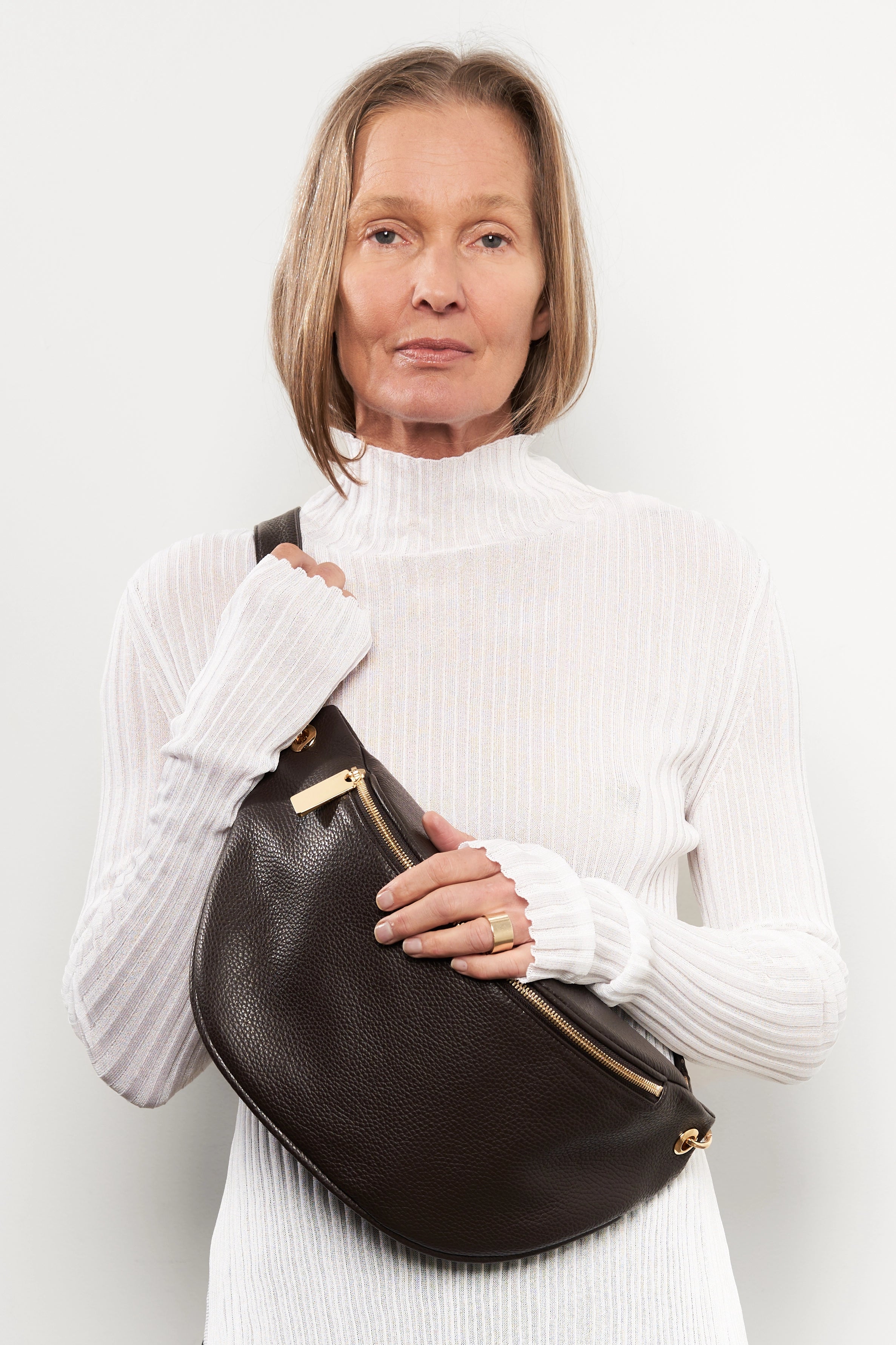 Creators Crescent Bum Bag in Grain Dark Brown