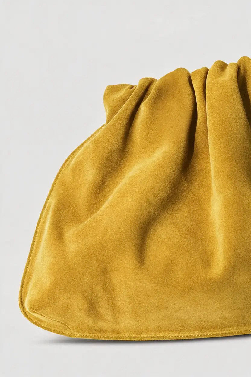 Suede Cloud Bag in Mustard