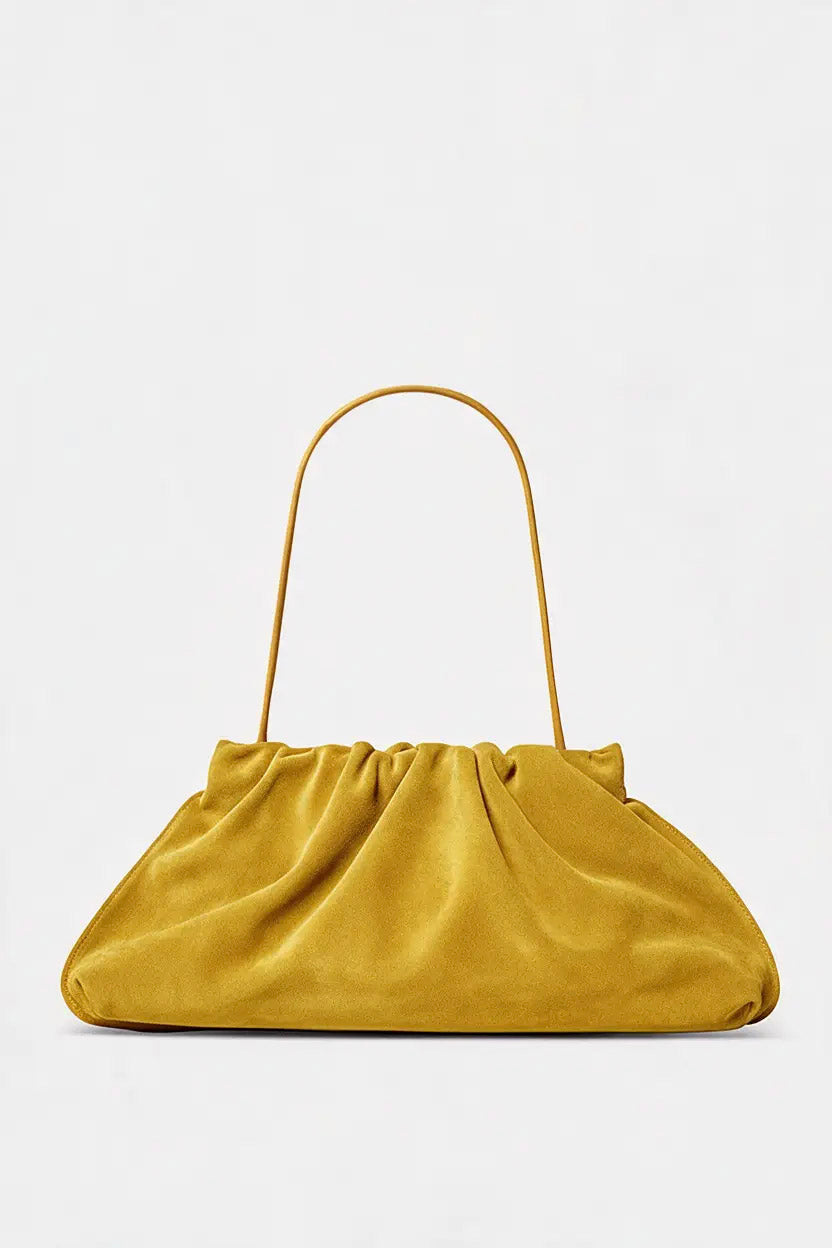 Suede Cloud Bag in Mustard