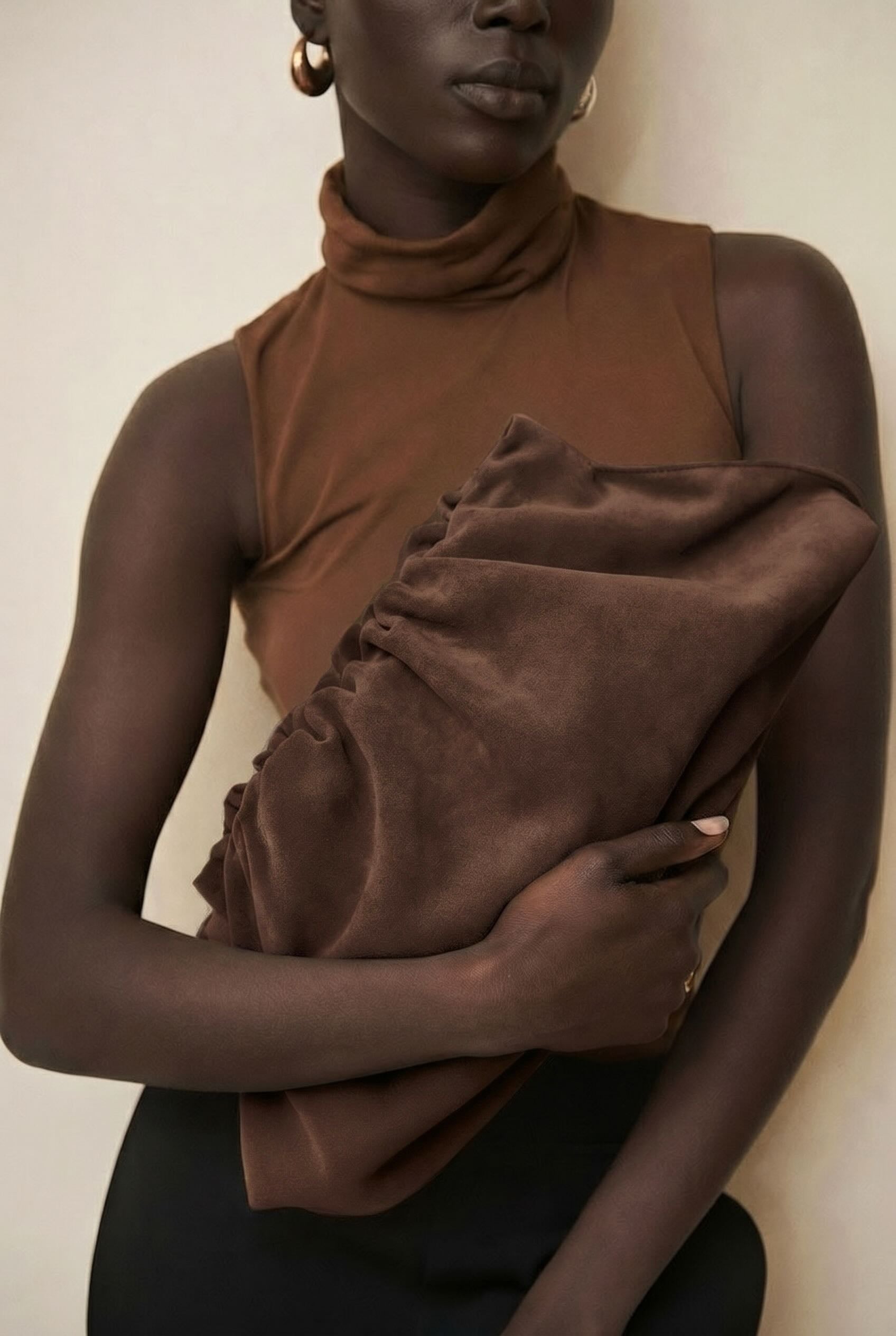 Suede Cloud Bag in Chestnut