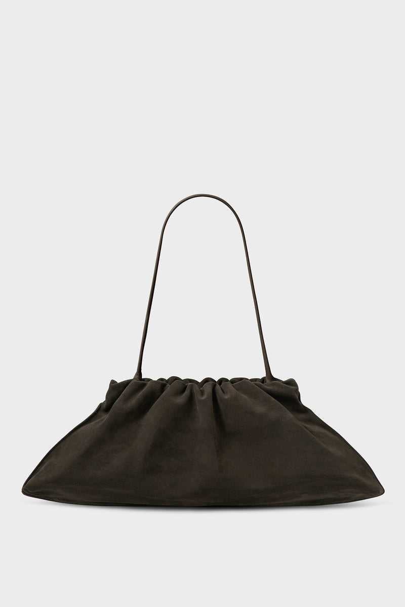 Cloud Clutch Bag in Suede Dark Brown