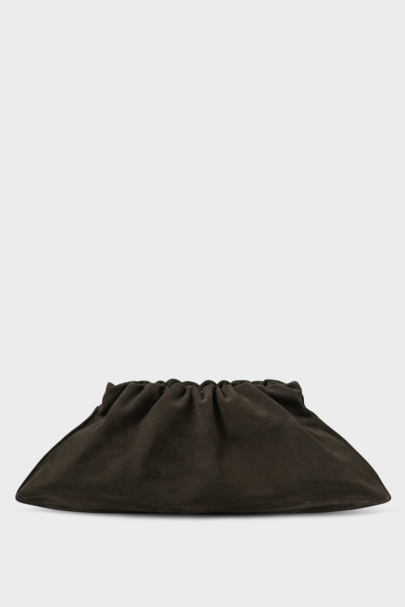 Cloud Clutch Bag in Suede Dark Brown