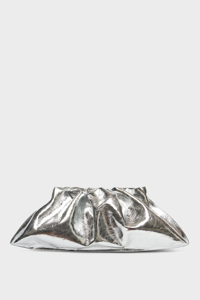 Cloud Clutch Bag in Metallic Silver