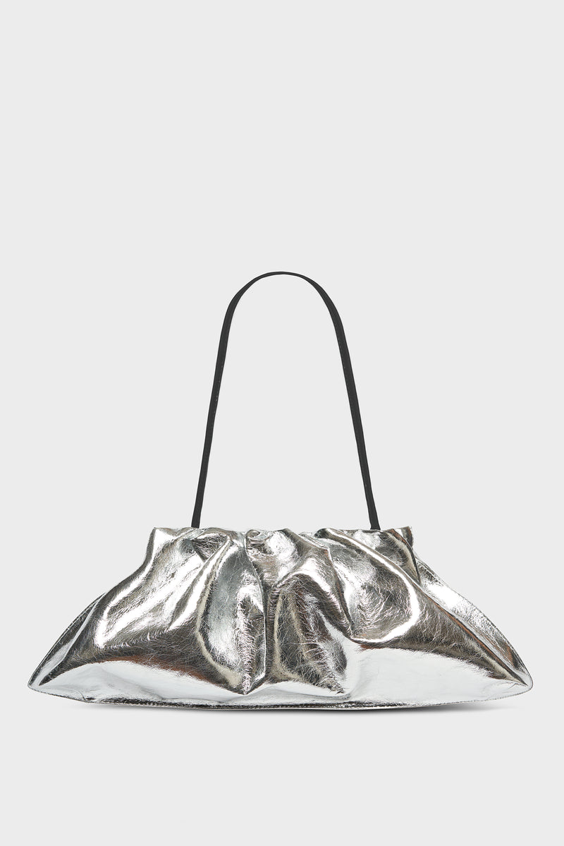 Cloud Clutch Bag in Metallic Silver