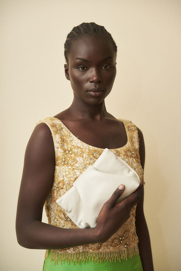 Fold Clutch Mini in Smooth Off White
