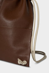 Drawpack Leather Backpack in Grain Brown