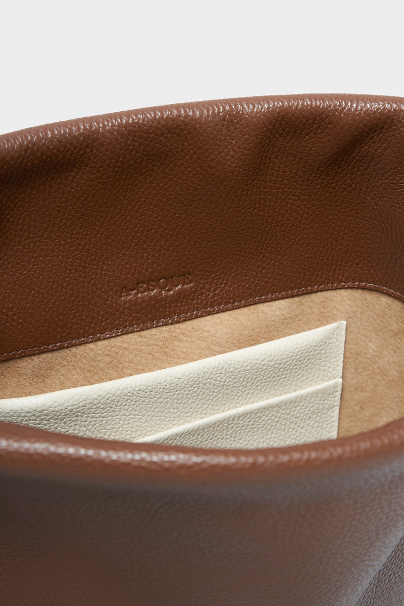 Drawpack Leather Backpack in Grain Brown