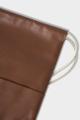 Drawpack Leather Backpack in Grain Brown